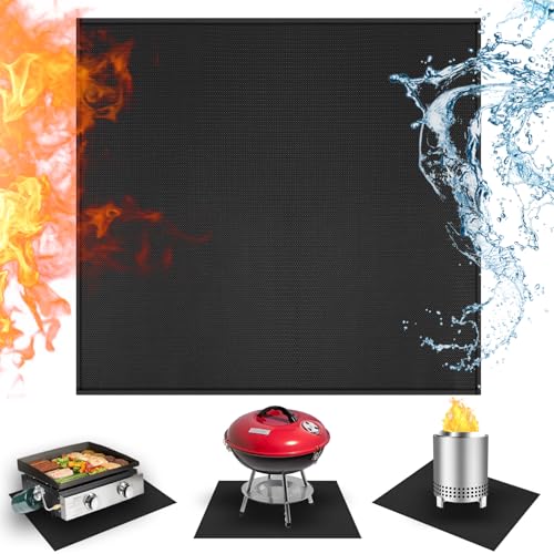 24x24in Heat Resistant Grill Mats for Outdoor Tabletop Grill to Protect Your Prep Grill Table, Heat Resistant Mats for Countertop, Fireproof & Water Proof & Oil Proof Tabletop Fire Pit Mat-Black-1mm - color: Black, size: 24x24x0.04in