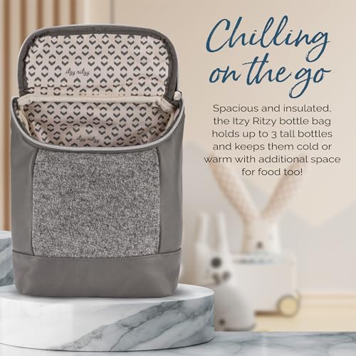 Itzy Ritzy Insulated Bottle Bag – Keeps Bottles Warm or Cool - Holds 3 Bottles and Features Interior Pocket for Ice Pack (Not Included), Grayson - color: Grayson