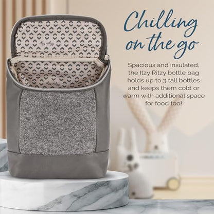 Itzy Ritzy Insulated Bottle Bag – Keeps Bottles Warm or Cool - Holds 3 Bottles and Features Interior Pocket for Ice Pack (Not Included), Grayson - color: Grayson