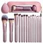 BS-MALL 14 Pcs Makeup Brushes Set with 1 Pcs Makeup Sponge – Essential Foundation Powder Concealers, Eye Shadows, Blush Makeup Brushes with Travel Makeup Case (Matte Gold Pink) - color: Matte Gold Pink