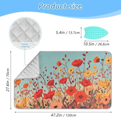 Autumn Poppy Flowers 01 Ironing Mat for Table top Portable Ironing Pad Blanket for Washer Dryer Countertop Travel - color: Autumn Poppy Flowers 01