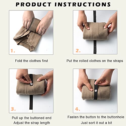 LELE LIFE 30Pcs Roll-up Clothes Storage Elastic Band, Adjustable Clothing Storage Strap with Button and Buttonholes, Travel Luggage Space Saver, Drawer and Closet Organizer, Black - color: Black
