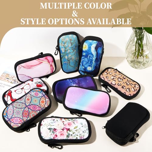 QIUTIMIY Sunglasses Soft Case Zipper Double Eyeglass Case with 2 Compartments 1 Belt Clip - color: Almond Blossom