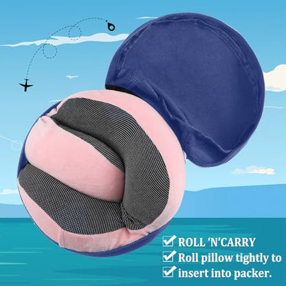 1 Pcs Travel Neck Pillow Bag Compact Travel Neck Carrying Case Bag for Airplane Train Journey Quick Release Clasp Attaches to Luggage Purse Backpack, Pillow Not Included(Blue) - color: Blue