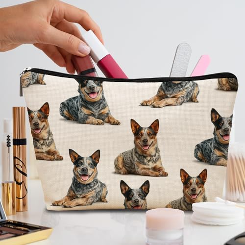 Australian Cattle Dog Makeup Bag, Australian Cattle Lovers Gifts Cosmetic Bag for Women, Dog Mom Lovers Owner Gifts for Women Christmas, Pet Lover Gift Zipper Travel Makeup Pouch for Purse - color: australian cattle