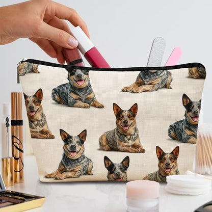 Australian Cattle Dog Makeup Bag, Australian Cattle Lovers Gifts Cosmetic Bag for Women, Dog Mom Lovers Owner Gifts for Women Christmas, Pet Lover Gift Zipper Travel Makeup Pouch for Purse - color: australian cattle