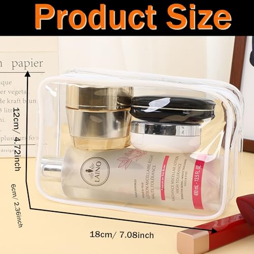 12 Pieces Clear Cosmetics Bag, Clear PVC Zippered Cosmetic Makeup Pouch, TSA Approved Toiletry Bag for Travel, Waterproof Vinyl Plastic Organizer Case for Vacation Bathroom (White Medium) - color: White