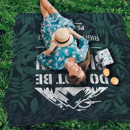 Camping Tracks Pocket Picnic Blankets, Camp Mini Beach Camping Blanket Waterproof Sandproof, Rustic Green Leaf RV Outdoor Picnic Blanket Mat Gifts for Camper Campsite Travel Hiking 55x60in - color: Shaken