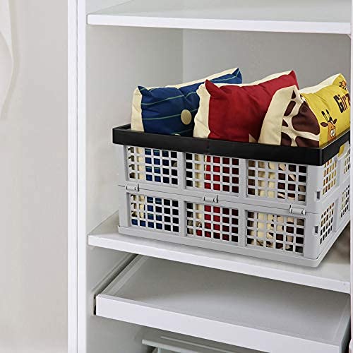 34 L Foldable Plastic Collapsible Crate, Stackable Storage Crate, 3 Packs