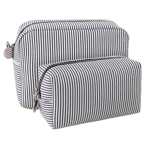 2pcs Makeup Bag Travel Toiletry Bag for Women Lightweight Make Up Bag Purse Organizer Pouches Large Cosmetic Bag Small Makeup Pouch Medicine Bag Travel Essentials for Women Black - color: black