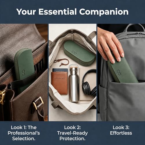 Glasses Case hard shell,3-in-1 Sunglasses Case & Eyeglass Case with Cleaning Cloth & Storage Pouch - color: Green