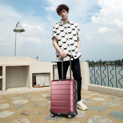 KROSER Hardside Expandable Carry On Luggage with Spinner Wheels & Built-in TSA Lock, Durable Suitcase Rolling Luggage with USB Port, Carry-On 20-Inch, Burgundy - color: Burgundy