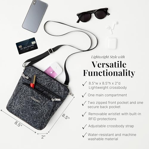 Baggallini Pocket Crossbody Bags for Women 8x8 Small Lightweight Durable Water-resistant Travel Purse W/Rfid - color: Pacific