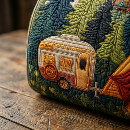 Hippie Van Quilted Duffle Bag Weekender Travel Bag Carry-On Luggage for Overnight Trips Boho Hippie Journey Duffel Bag Gym Yoga Tote (Style 4, Large (18" L x 9" W x 9" H))