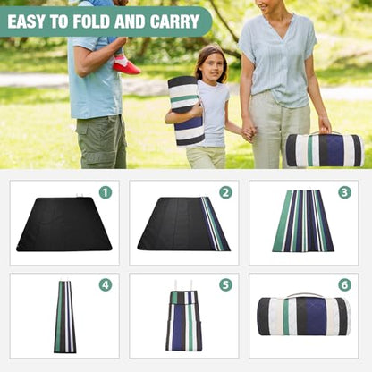 Picnic Blankets Outdoor Extra Large - 80"x80" Waterproof Beach Blanket, Machine Washable 3-Layer Foldable Park Mat with Sandproof Backing for Grass, Hiking, Travel, Concerts, Indoor (NavyBlue) - color: Navy