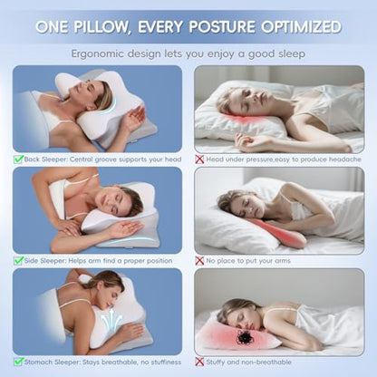 Cervical Neck Pillow, Memory Foam Pillows for Neck and Shoulder Pain Relief