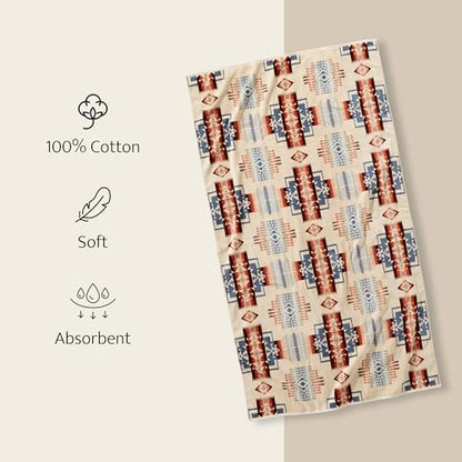 Pendleton Oversized Jacquard Spa Towels, 40 x 70 inches Bath Towels, 100% Cotton, Soft and Quick Dry for the Beach, Hot Tub, Pool - Los Ojos Black