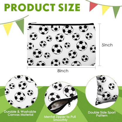 Eccliy 20 Pcs Soccer Makeup Bags Bulk Sport Team Gifts Soccer Cosmetic Bag Accessories for Women Toiletry Zipper Pouch Travel Canvas Gifts Stuff for Party Team Players Lover - size: 8 x 5 Inch, style: Soccer
