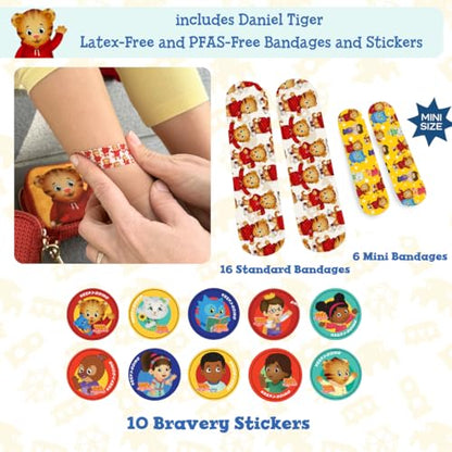 KeepGoing Daniel Tiger’s Small Travel First Aid Kit Kids – 60 Pc. Mini First Aid Kit for Purse, Diaper Bag, & Backpack with Latex-Free Bandages – 4 Oz., & 4.5 x 3.5 x 2 in, TSA-Approved - style: Mini Play date