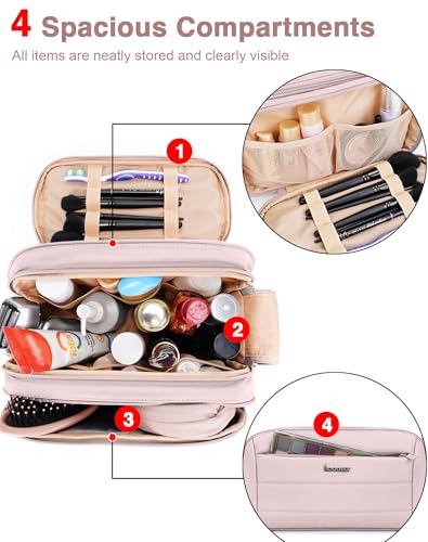 Toiletry Bag for Men & Women, Cruise Ship Travel Essentials, Shaving Dopp Kit with Dry and Wet Separation, Water-resistant Bathroom Cosmetic Organizer Bag, Makeup Accessories with Trolley Belt, Pink - color: Pink