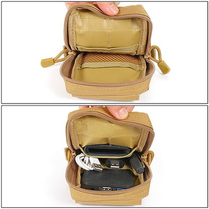 SOWHUP Tactical Molle Pouch Cell Phone Pouch Holster Small Utility EDC Pouch Gadget Organizer Bag - color: Tan1