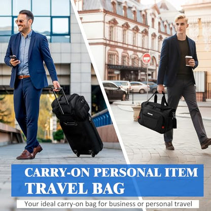 Underseat Carry On luggage Bag Airplanes Personal Item Bags Weekender Overnight Travel Tote Bag Shoulder Small Softside Carry on Luggage Travel Duffel Bags For Men Women -16 IN Black - color: Black, size: 16 IN