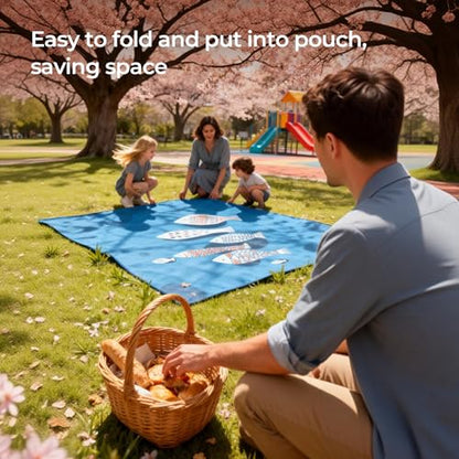 Large Size Beach Mat 75"x75" – Outdoor Picnic Blanket, Waterproof Sand Mat for Camping, Grass & Travel, Portable Foldable Ground Mat with Bag
