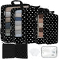 7 Pcs Compression Packing Cubes for Travel, Waterproof Suitcase Luggage Backpack Organizer with Toiletry Bag Travel Essentials for Women/Men-Polka Dots - color: Black-Polka Dots