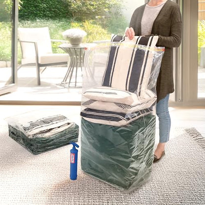 Hefty Shrink-Pak Vacuum Storage Bags – For Clothes, Pillows, Towels, Blankets & More – Space Saver Vacuum Suction Sealer Bags for Home or Travel – 4 Jumbo Cubes, 43.5 x 34 x 18 Inches - size: 4 Jumbo Cube