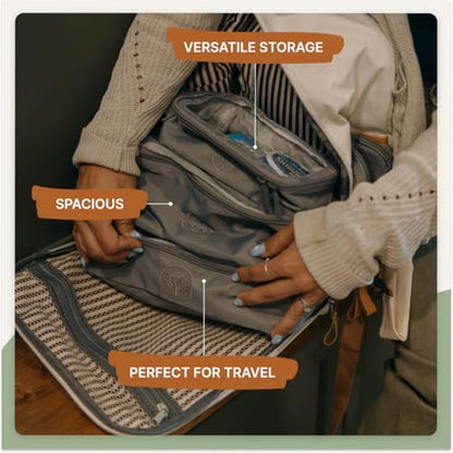Parker Baby Co. Lightweight Packing Cube Set 3-Pack | Collapsible, Durable, Mesh & Clear Top | Travel Organizer for Diaper Bags, Luggage - Gray/Gray Buffalo - color: Gray/Gray Buffalo