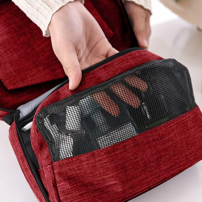 Travel toilet bag is used to store toiletries, Suitable for short-term travel use hanging toilet bag (Burgundy) - color: Burgundy