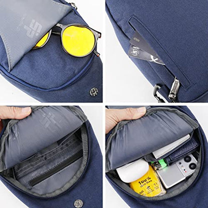 WATERFLY Mini Crossbody Sling Backpack Anti Theft Backpack for Traveling Chest Shoulder Bag - color: Dark Blue (Small)