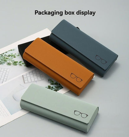 Portable Leather Glasses Case Anti-pressure Glasses Bag Coin Purse Storage Bag Suitable for Men and Women - color: Square Box Brown