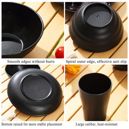 Kyraton Camping Utensils, Portable Travel Silverware Set with Reusable Light Weight Mug, Bowls and Plate, Stainless Steel Cutlery Set, Camping Mess Kit for 1 Person - color: A. 1 Person