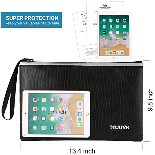 Fireproof Waterproof Money Document Bag - Safe Zipper Bags with Reflective Strip, Fire & Water Proof Storage Organizer Pouch for A4 Important Documents Holder,File,Cash,Passport,Tablet (13.4" x 9.8") - size: 13.4" x 9.8"