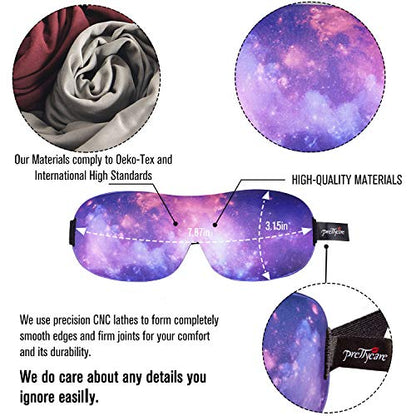 PrettyCare 3D Sleep Mask 2 Pack,Eye Mask for Sleeping 3D Contoured Sleeping Mask Blackout Out Light - Blindfold Airplane with Ear Plugs, Night Masks with Travel Bag (Ultra Purple and Black) - color: Ultra Purple and Black