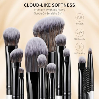docolor Double Sided Makeup Brushes, 6Pcs Double Ended Eyeshadow Brush Set Professional Eye Makeup Brushes Set Foundation Eyeshadow Blending Eyebrow Travel Make Up Brushes Kits - color: White