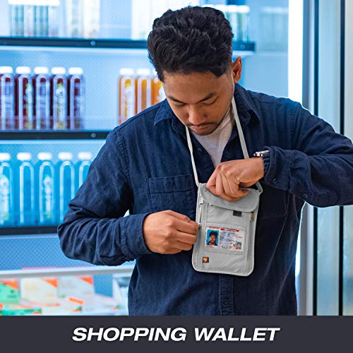 Lewis N. Clark RFID Blocking Stash Neck Wallet, Travel Pouch + Passport Holder for Women & Men, Gray - color: Gray