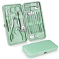 Teamkio 18pcs Manicure Set Pedicure Nail Clippers Set Travel Hygiene Kit Stainless Steel Professional Cutter Care Set Scissor Tweezers Knife Ear Pick Tools Grooming Kits with Leather Case - color: Green