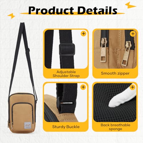 SEAFEW Mini Crossbody Bag Shoulder Bag for Men, Small Messenger Satchel Bag for Women - color: Khaki - Sling