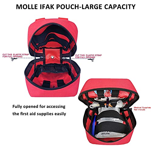 First Aid Pouch Empty Small, Tactical Molle EMT Pouch Compact Medical IFAK Rip Away Untility Bag Pouches - color: RED