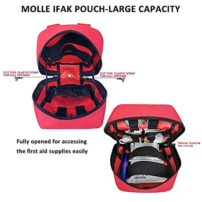 First Aid Pouch Empty Small, Tactical Molle EMT Pouch Compact Medical IFAK Rip Away Untility Bag Pouches - color: RED