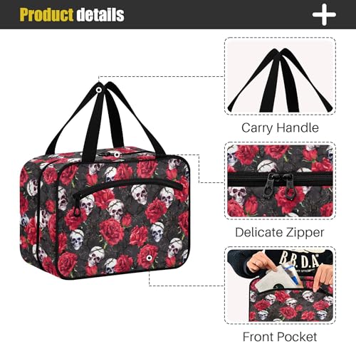 MNSRUU Toiletry Bag, Gothic Skulls Pattern, Waterproof Cosmetic Case for Travel, Women - color: Skulls 007