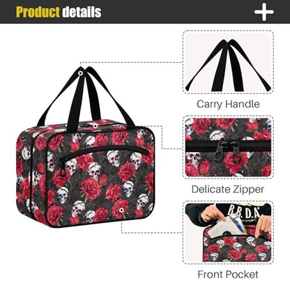 MNSRUU Toiletry Bag, Gothic Skulls Pattern, Waterproof Cosmetic Case for Travel, Women - color: Skulls 007