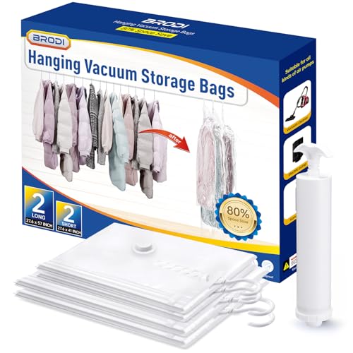 Hanging Vacuum Storage Bags For Clothes With Hand Pump,Coat Storage Bag Hanging,Vacuum Bags For Clothes,Space Saver Vacuum Storage Bags,Garment, Clothing, Dress, Suit, Long Coat, Jacket(Combo 4 Pack） - size: 4 Combo
