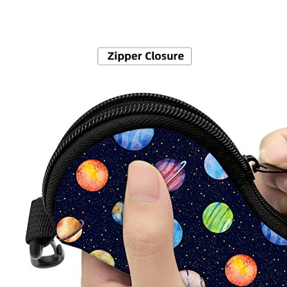 Sunglasses Soft Case with Carabiner Ultra Light Neoprene Zipper Glasses Case - color: Planet