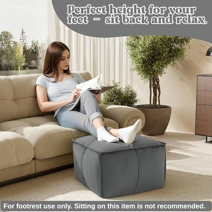 MeMoreCool Stuffed Round Pouf Ottoman Foot Rest, Floor Pouf Foot Stool with Soft Foam Chunk Filling, Small Round Ottoman Footstool Circle Footrest for Living Room - color: Piping Dark Grey