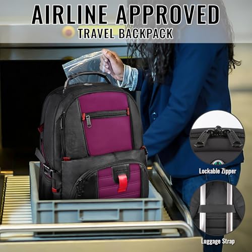 YOREPEK Large Backpack for Men, Extra Large Laptop Backpacks for Men Women, Water Resistant Travel Backpack Airline Approved Business Work Bag Fits 18.4 Inch Computer, Black - color: Purple, size: 18.4 Inch