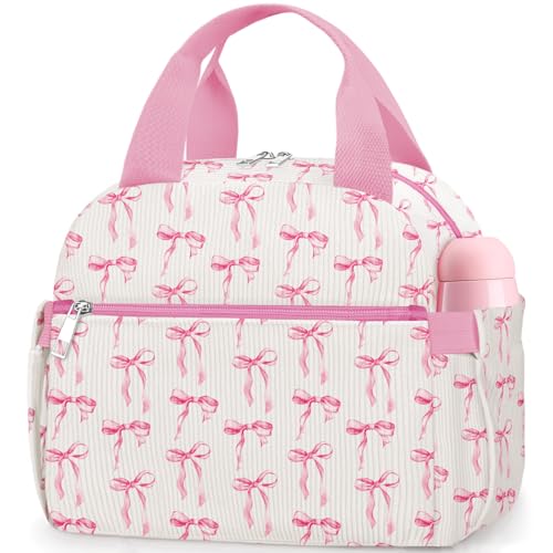 KUBYA Lunch Box for Women, Cute Strawberry Corduroy Insulated Lunch Bag Women Reusable Work Leakproof Simple Adults Large Lunch Boxes Tote Bag Men Cooler Bag - color: B-B-Corduroy Butterfly, size: Medium - 10L