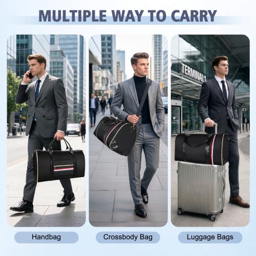 Geestock Garment Bags for Travel, Convertible Suit Travel Bag for Men & Women, Carry On Garment Bag with Shoe Pouch & Shoulder Strap, 2 in 1 Foldable Oxford Duffel Bags, Black - color: Black